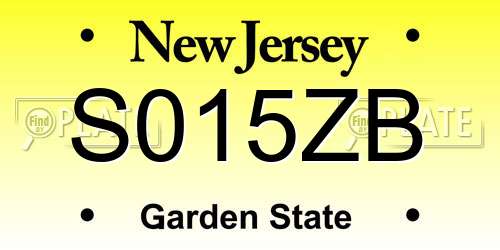S015ZB New Jersey License Plate