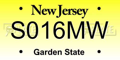 S016MW New Jersey License Plate