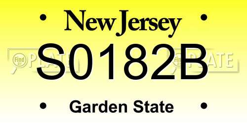 S0182B New Jersey License Plate