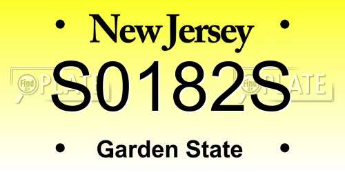 S0182S New Jersey License Plate