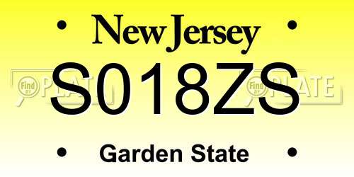 S018ZS New Jersey License Plate