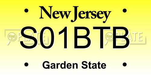 S01BTB New Jersey License Plate
