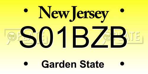 S01BZB New Jersey License Plate