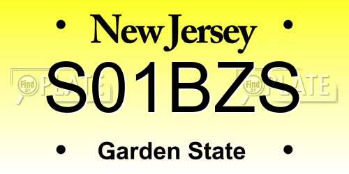 S01BZS New Jersey License Plate