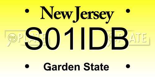 S01IDB New Jersey License Plate
