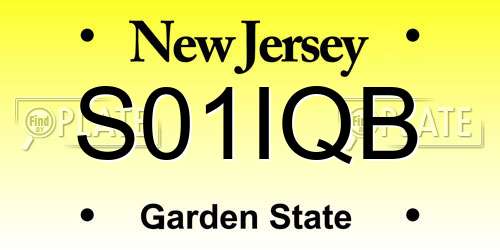S01IQB New Jersey License Plate