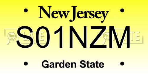 S01NZM New Jersey License Plate
