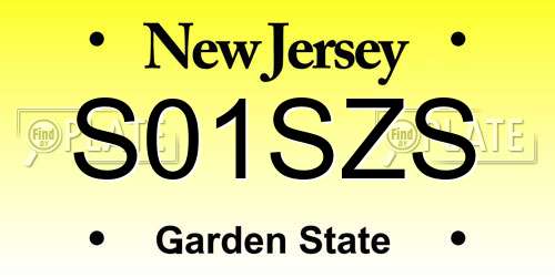 S01SZS New Jersey License Plate