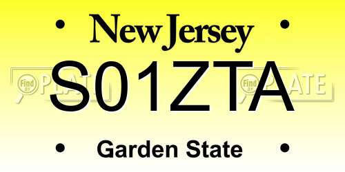 S01ZTA New Jersey License Plate