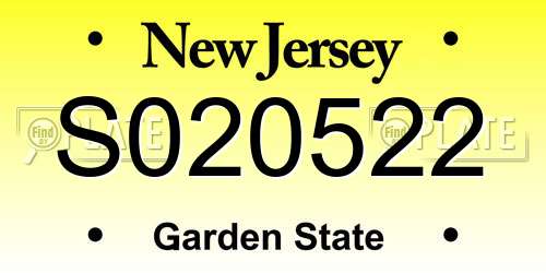 S020522 New Jersey License Plate