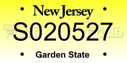 S020527 New Jersey License Plate