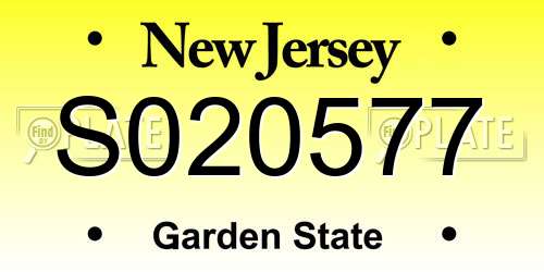 S020577 New Jersey License Plate