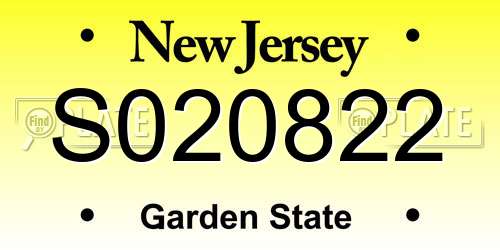 S020822 New Jersey License Plate