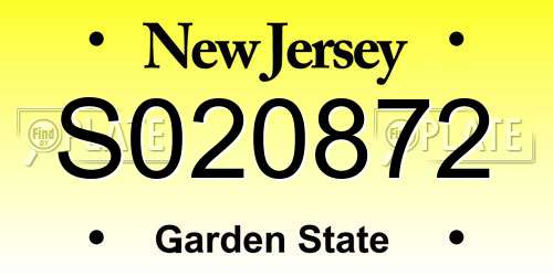 S020872 New Jersey License Plate