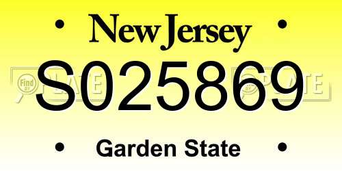 S025869 New Jersey License Plate