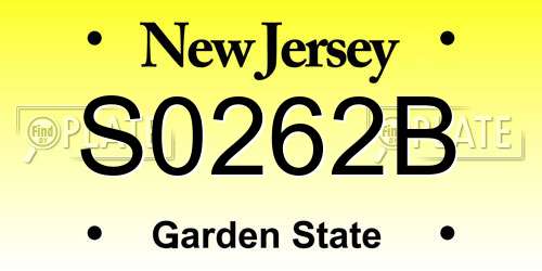 S0262B New Jersey License Plate