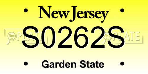 S0262S New Jersey License Plate