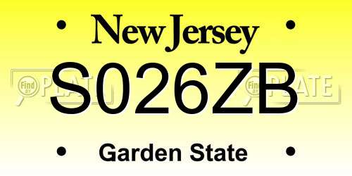 S026ZB New Jersey License Plate
