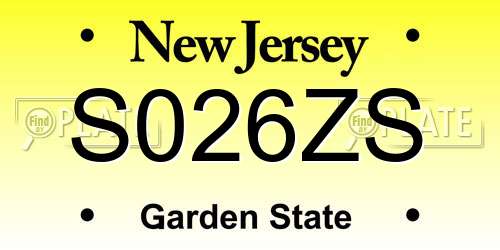 S026ZS New Jersey License Plate