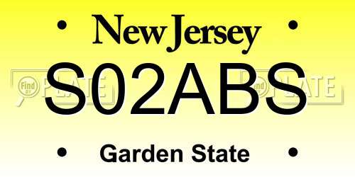 S02ABS New Jersey License Plate