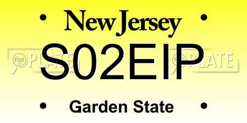 S02EIP New Jersey License Plate
