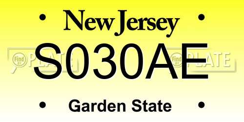 S030AE New Jersey License Plate