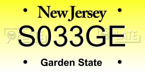 S033GE New Jersey License Plate