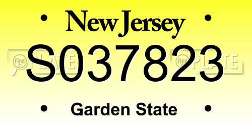 S037823 New Jersey License Plate