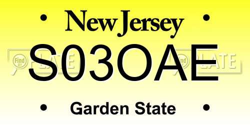 S03OAE New Jersey License Plate