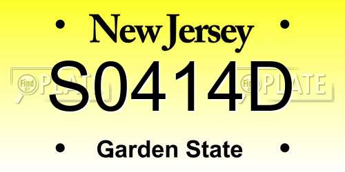 S0414D New Jersey License Plate