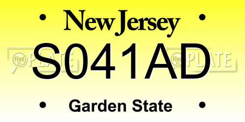 S041AD New Jersey License Plate