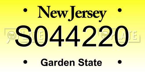 S044220 New Jersey License Plate