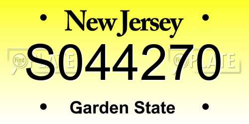S044270 New Jersey License Plate