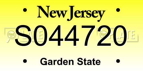S044720 New Jersey License Plate
