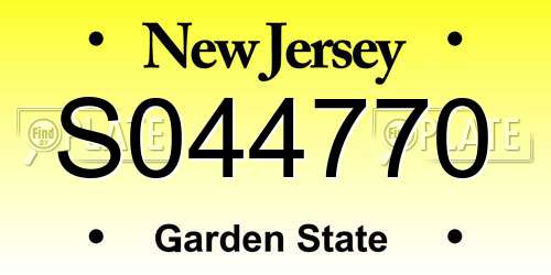 S044770 New Jersey License Plate