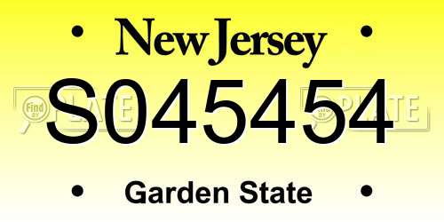 S045454 New Jersey License Plate
