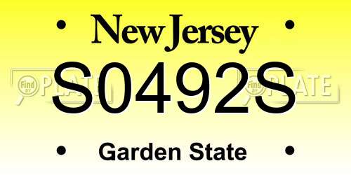S0492S New Jersey License Plate