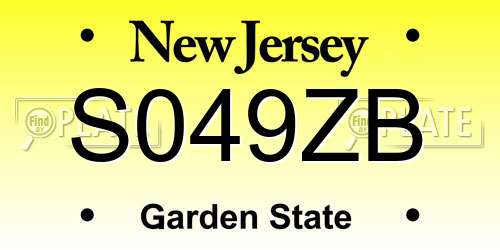S049ZB New Jersey License Plate