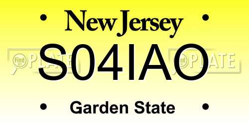 S04IAO New Jersey License Plate