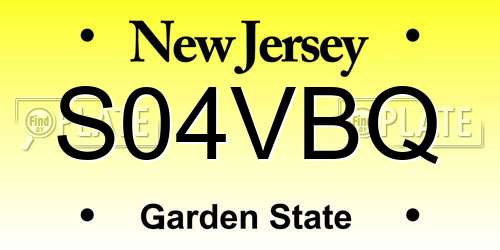 S04VBQ New Jersey License Plate