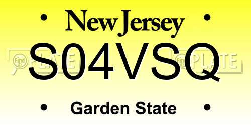 S04VSQ New Jersey License Plate