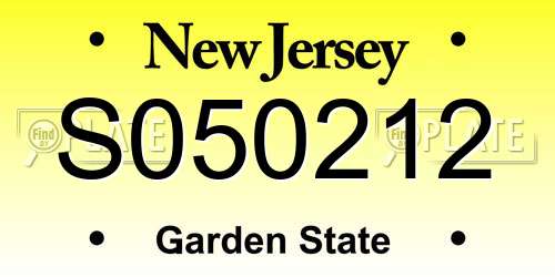 S050212 New Jersey License Plate