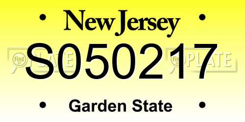 S050217 New Jersey License Plate