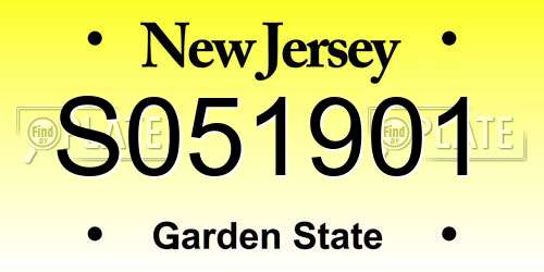 S051901 New Jersey License Plate
