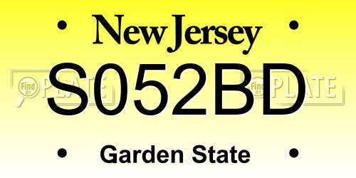 S052BD New Jersey License Plate