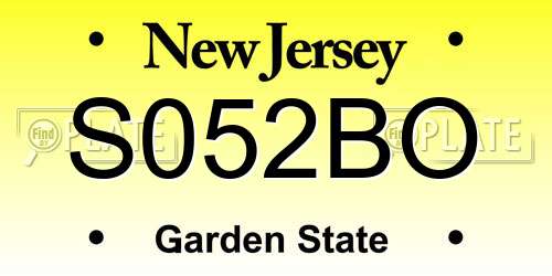 S052BO New Jersey License Plate
