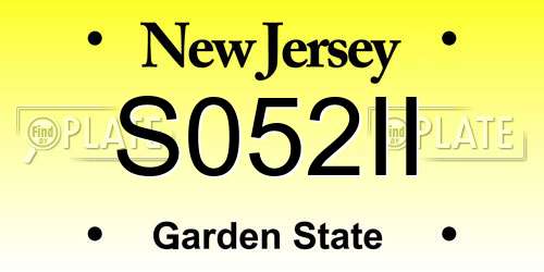 S052II New Jersey License Plate