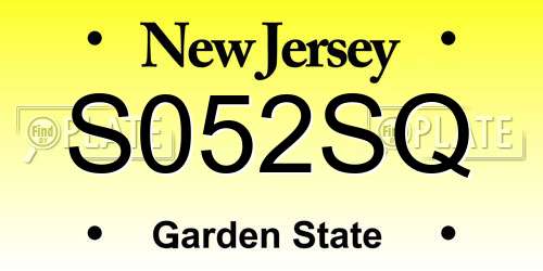 S052SQ New Jersey License Plate