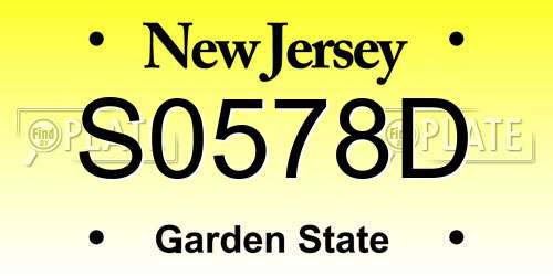 S0578D New Jersey License Plate