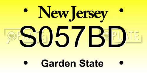 S057BD New Jersey License Plate